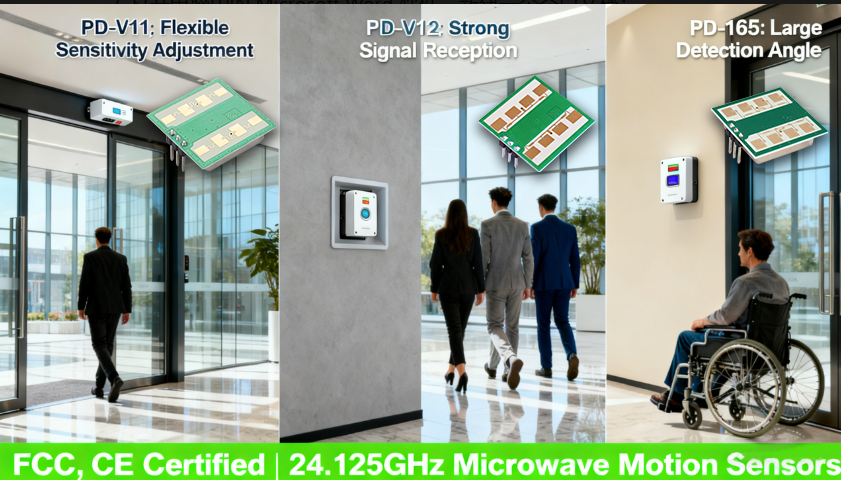 Tatlong 24.125GHz Microwave Motion Sensor - tumpak na tumutugma sa magkakaibang mga senaryo ng matalinong